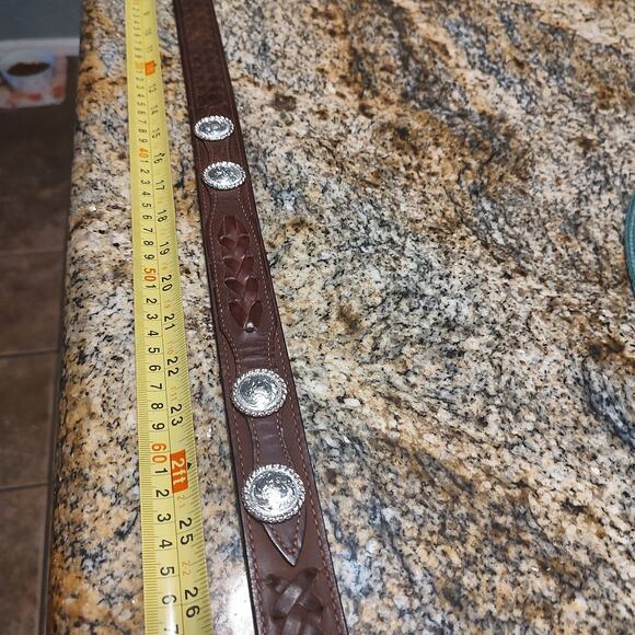 Vintage Western Leather Belt with Silver Buckle Size 42 main image 15